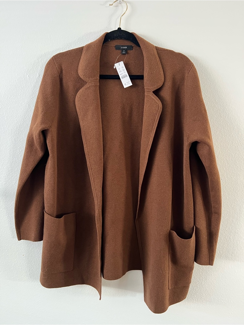 J. Crew Eloise Chestnut Brown Open-Front Cardigan
